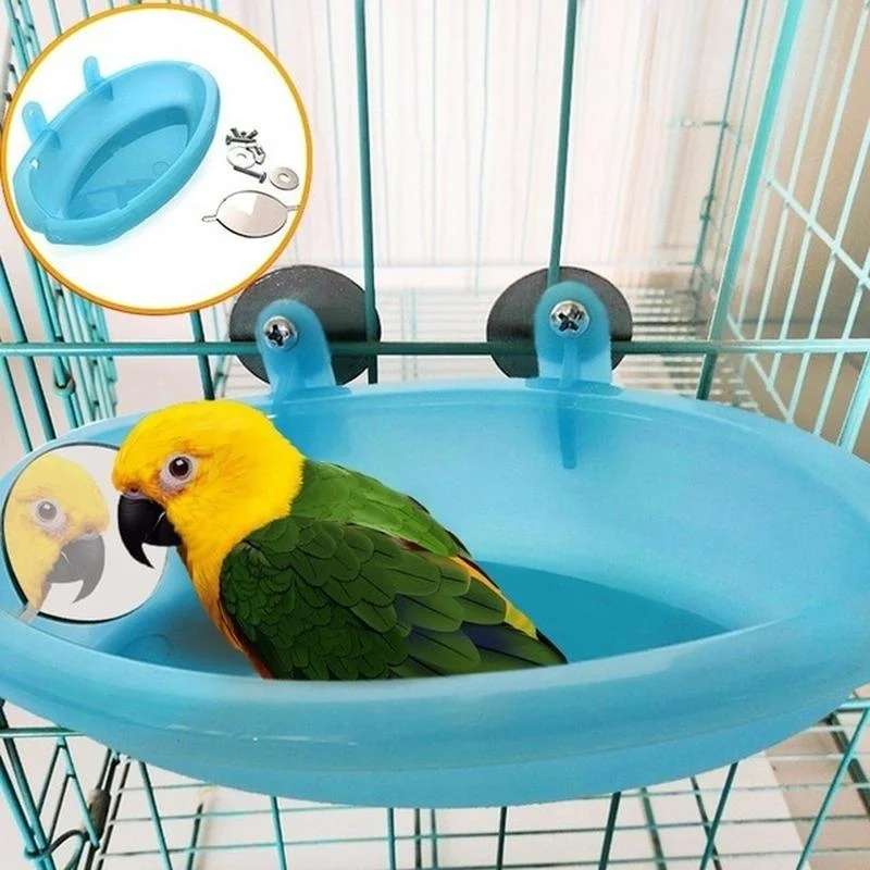 Bird Cage Parrot - Mirrored Bird Bath Pet Cage Bath