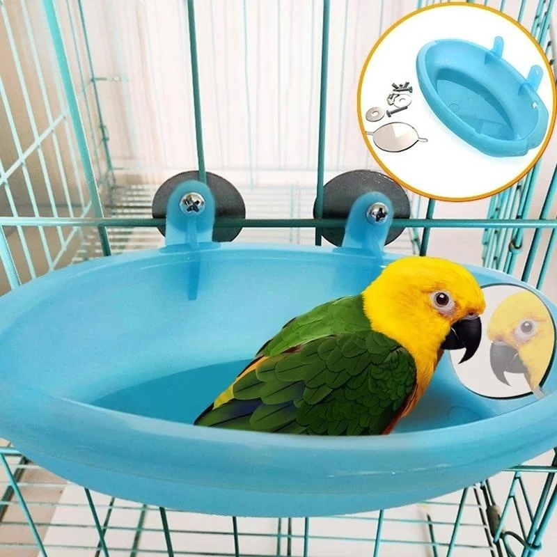 Mirrored Bird Bath Pet Cage Ba - مراجعة Bird Cage Parrot وسعره